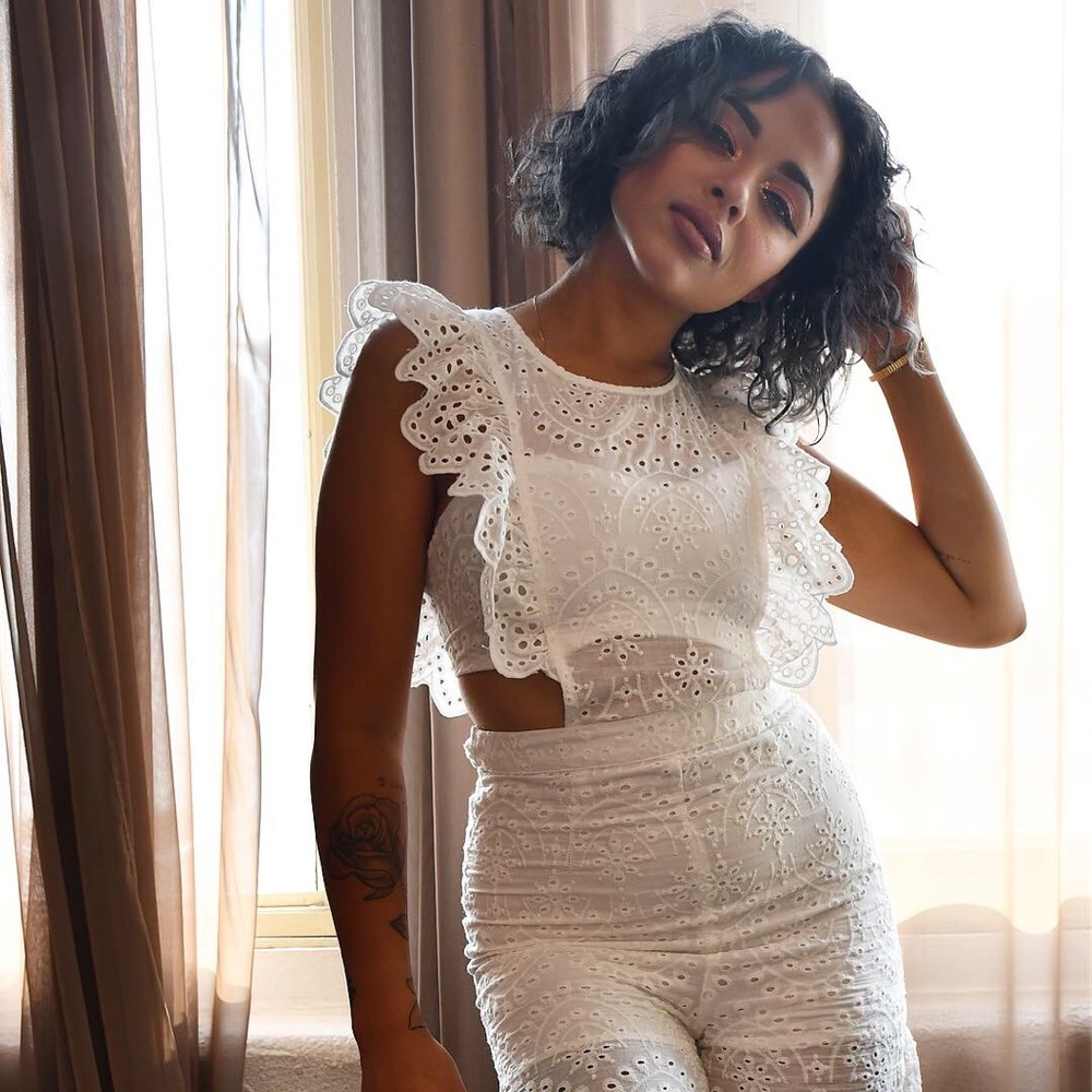 White Scalloped Lace Jumpsuit